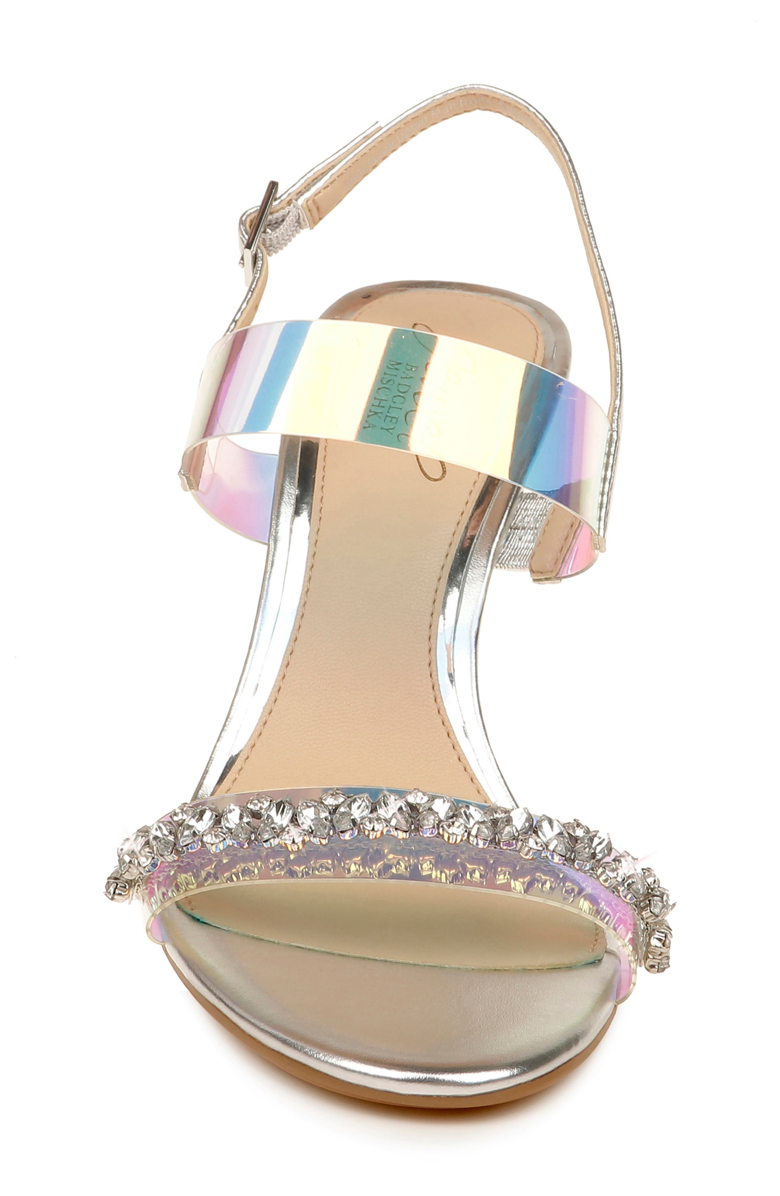 Fairwell Crystal Clear Strap Sandal, Alternate, color, SILVER FAUX LEATHER
