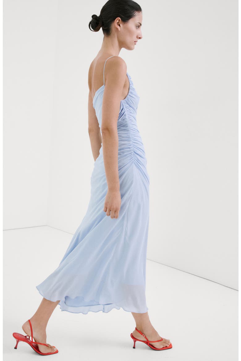 Asymmetric Ruched Dress, Alternate, color, SKY BLUE