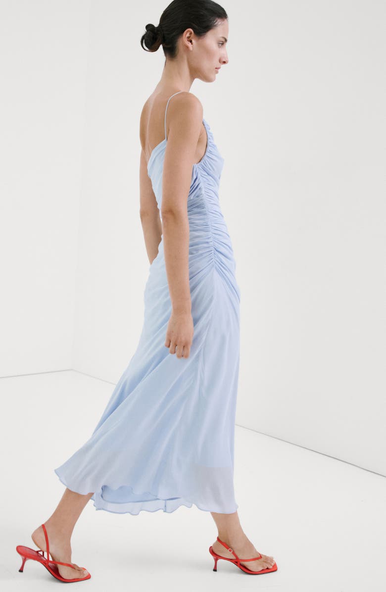 MANGO Asymmetric Ruched Dress, Alternate, color, 