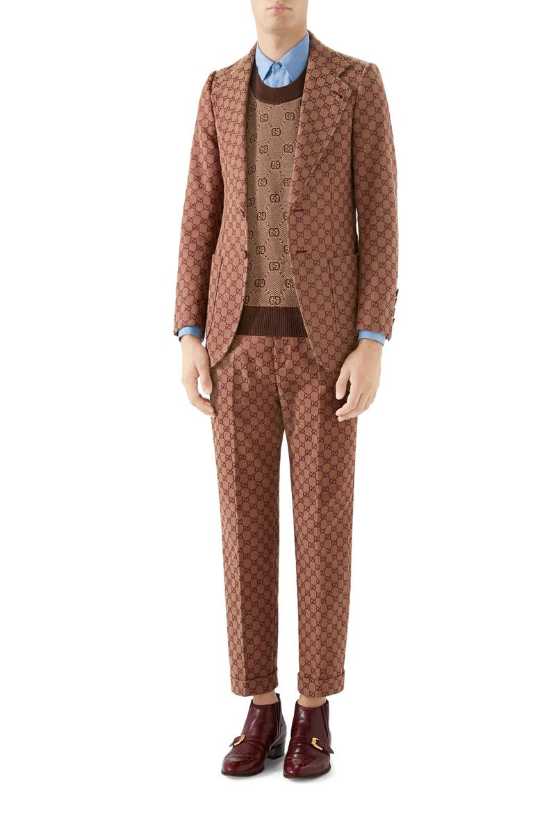 Gucci GG Jacquard Straight Leg Pants, Alternate, color, 