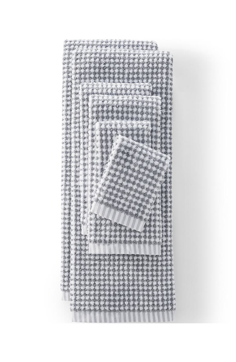 Lands' End Turkish Quick-Dry Cotton Textured Gingham Bath Towel, Main, color, 
