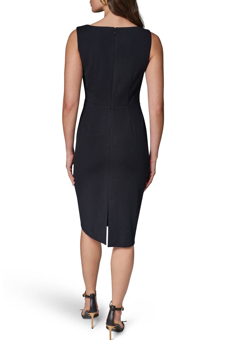Belt Detail Scuba Crepe Sheath Dress, Alternate, color, BLACK