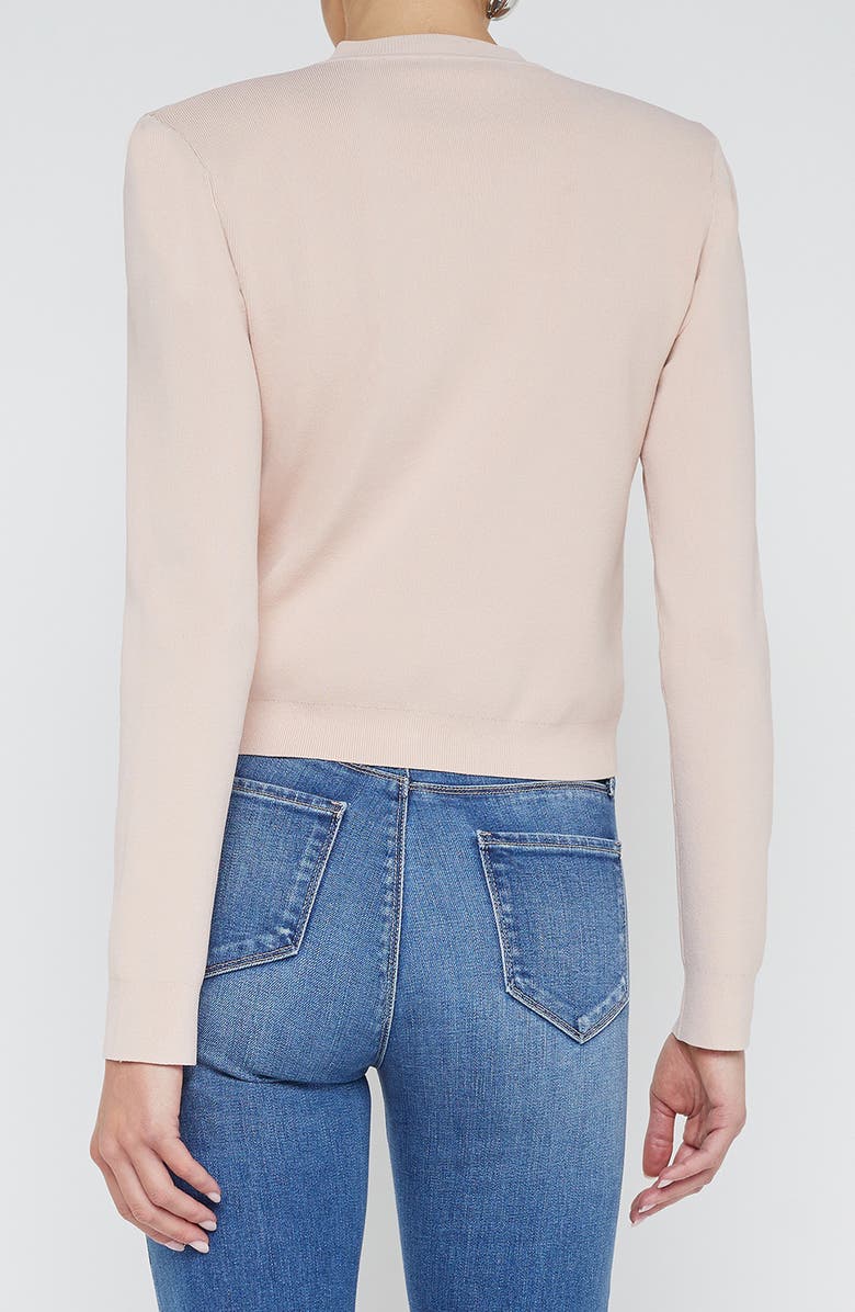 L'AGENCE Toulouse Crewneck Cardigan, Alternate, color, Petal