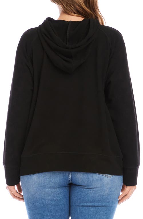 Karen Kane Rhinestone Drawstring Hoodie In Black
