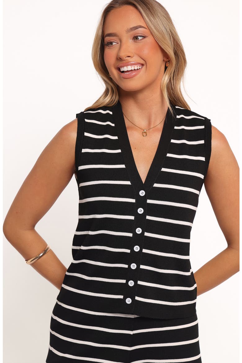 Juna Stripe Sleeveless Sweater & Pants Set, Alternate, color, BLACK WHITE STRIPE