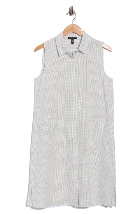 Grid Print Sleeveless Organic Cotton Shirtdress