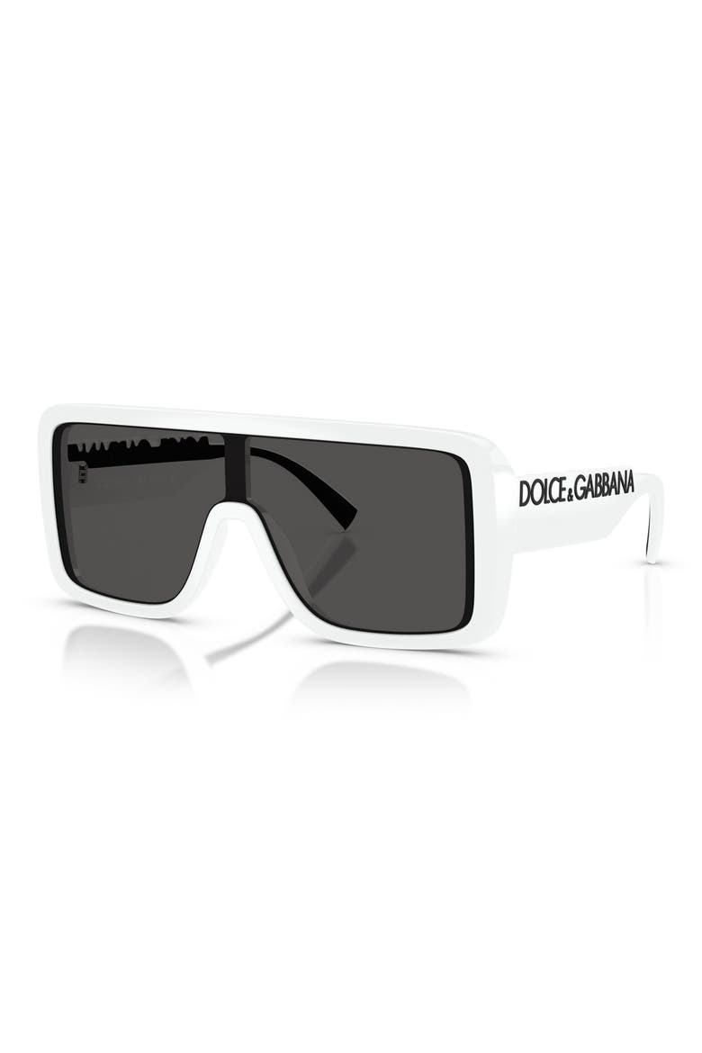 134mm Rectangular Shield Sunglasses, Alternate, color, WHITE / DARK GREY