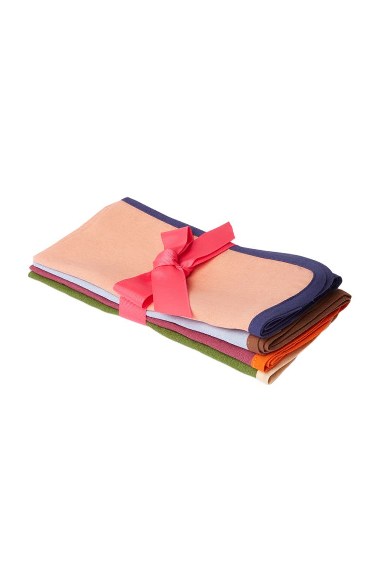 La DoubleJ Large Napkins Set Of 4 (45X45) Rainbow Mixed Multicolor, Main, color, Rainbow Mixed Multicolor