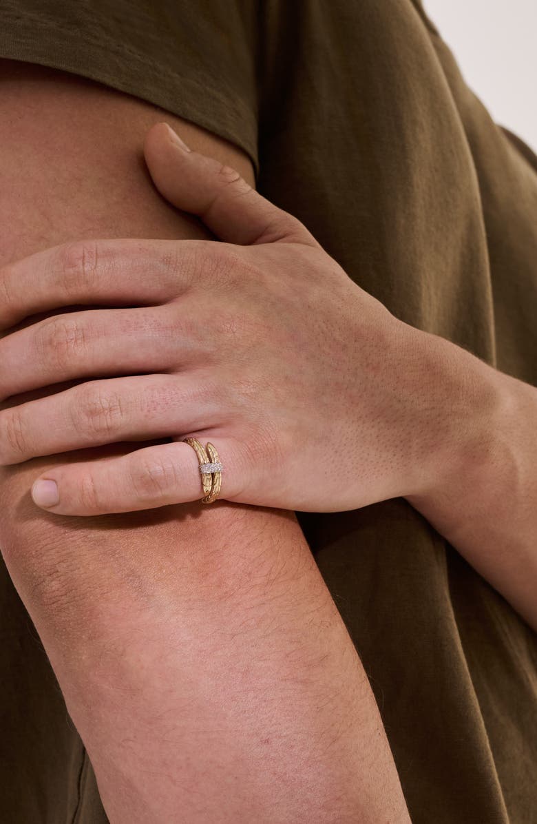 John Hardy Spear 14K Gold Diamond Pave (0.08ct) Single Wrap Ring, Size 6, Alternate, color, 14K Yellow Gold