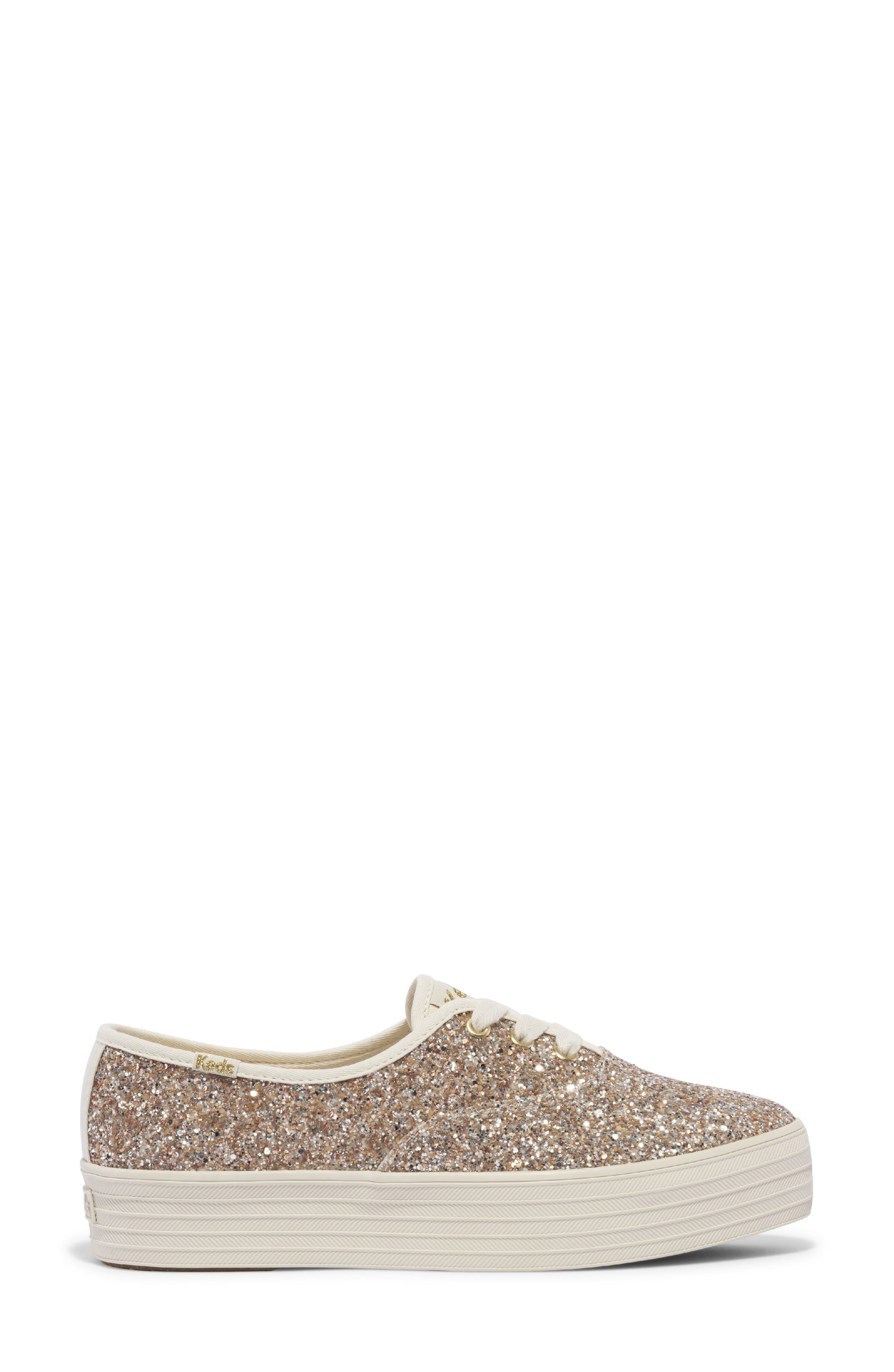 Point Glitter Platform Sneaker, Alternate, color, GOLD GLITTER