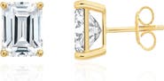 Crislu Emerald Cut Cubic Zirconia Stud Earrings