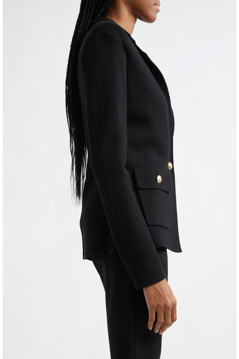 Laynee Patch Detail Wool Blend Blazer, Alternate, color, BLACK