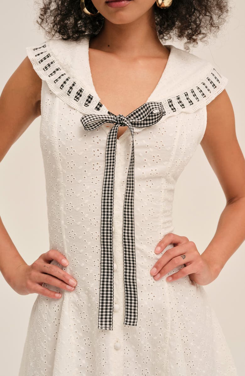 For Love & Lemons Rosie Ribbon Embroidered Cotton Mini Sundress, Alternate, color,