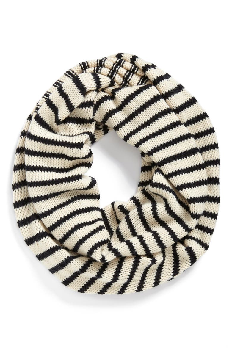 'Gift Box' Stripe Infinity Scarf, Main, color, BLACK/ IVORY
