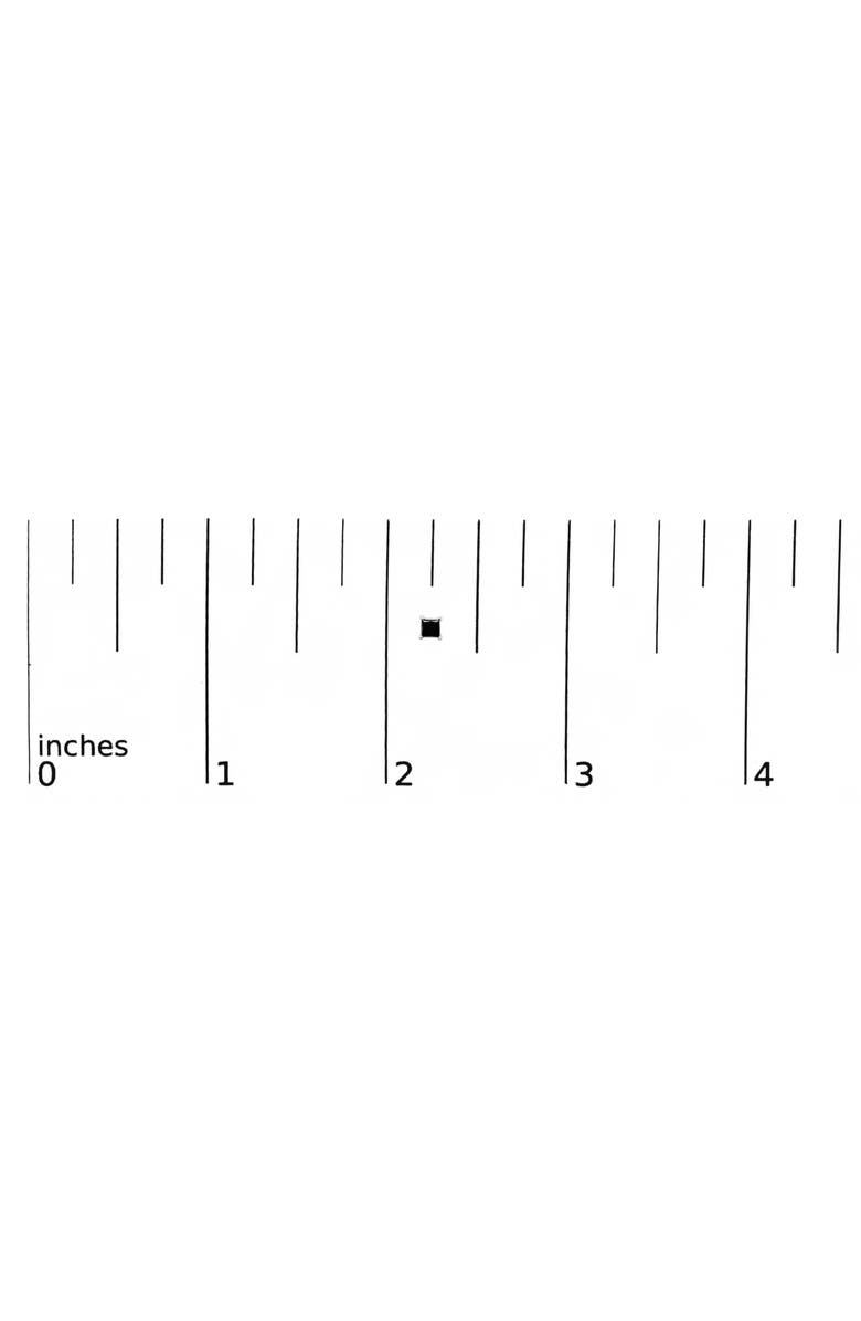 Haus of Brilliance Silver Princess-Cut Square Black Diamond Classic 4-Prong Stud Earrings with Screw Backs, Alternate, color, Silver