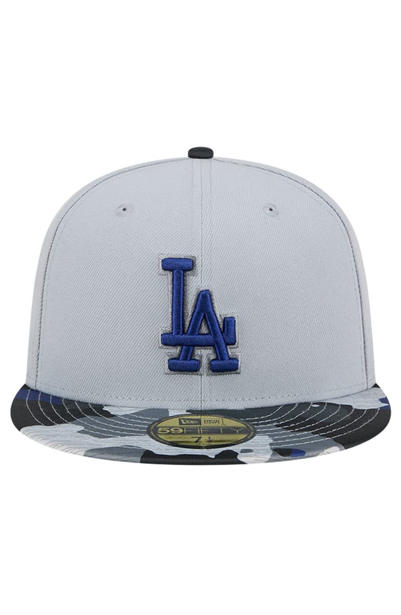 New Era Men's New Era Gray Los Angeles Dodgers Active Team Camo 59FIFTY Fitted Hat, Alternate, color, 