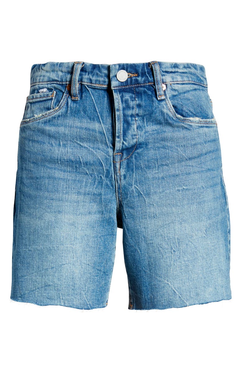 BLANKNYC The Warren Frayed Hem Longline Denim Shorts, Alternate, color, 
