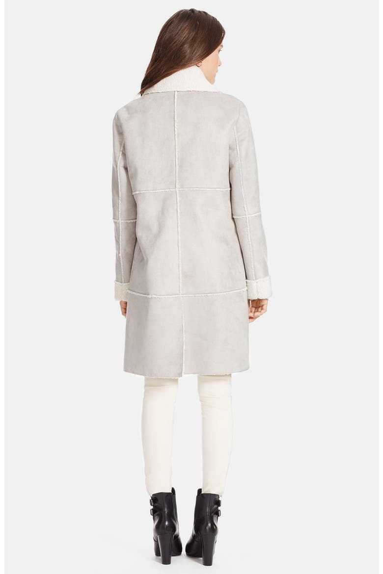 Spread Collar Faux Shearling Coat, Alternate, color, ALASKAN GREY