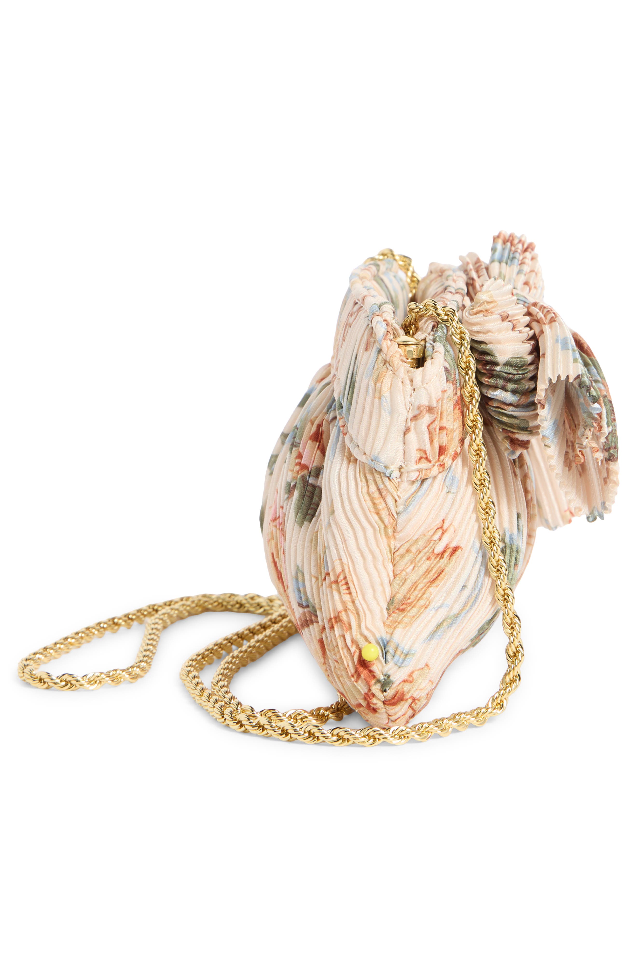 Loeffler Randall Rochelle Pleated Mini Clutch, Alternate, color, Cream/ Blue Floral Multi