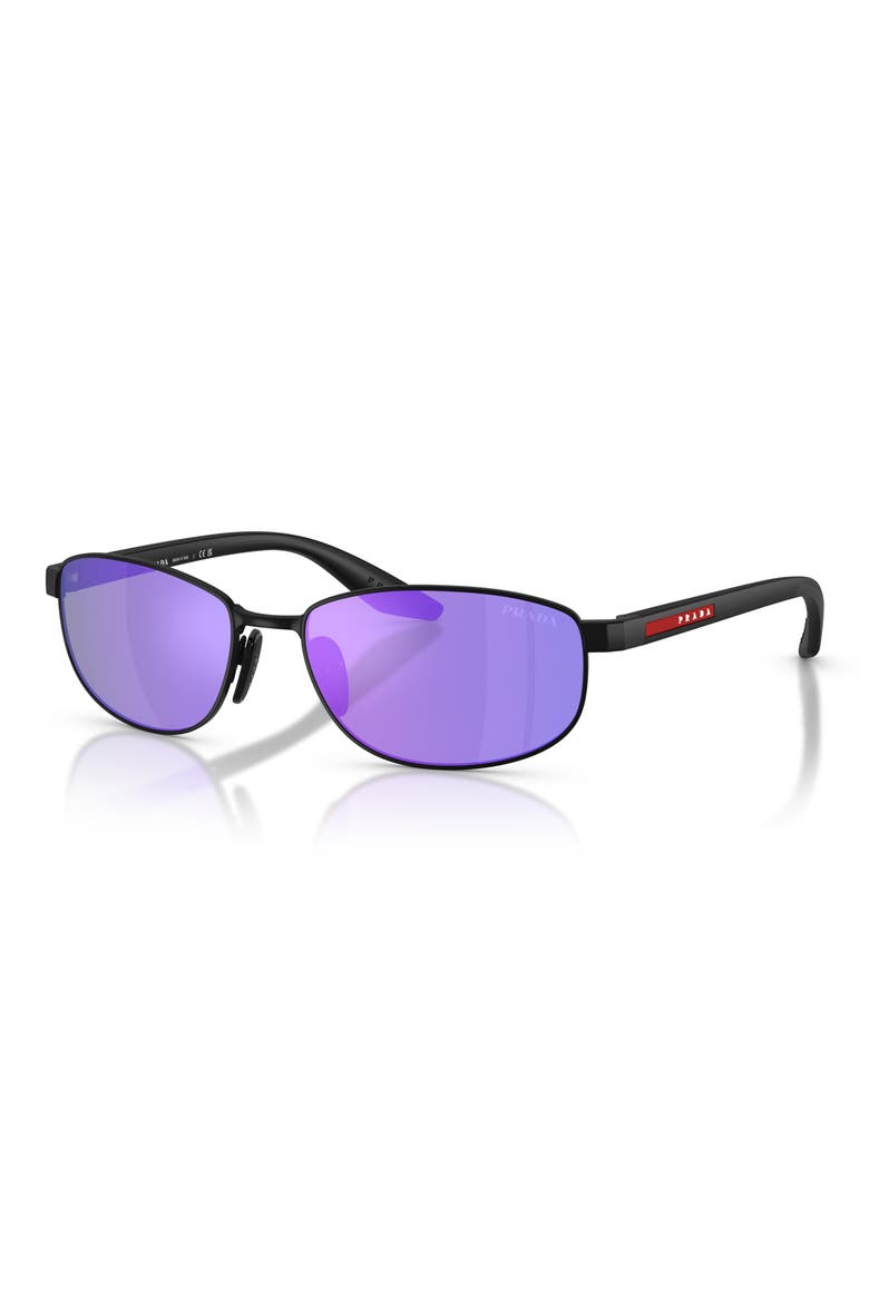 58mm Oval Sunglasses, Alternate, color, MATTE BLACK / GREY/ VIOLET