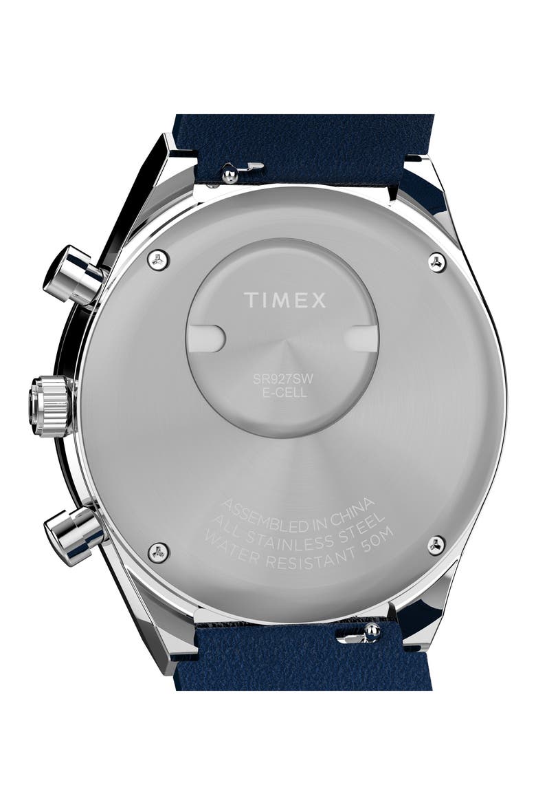 Q Chronograph Leather Strap Watch, 40mm, Alternate, color, BLUE