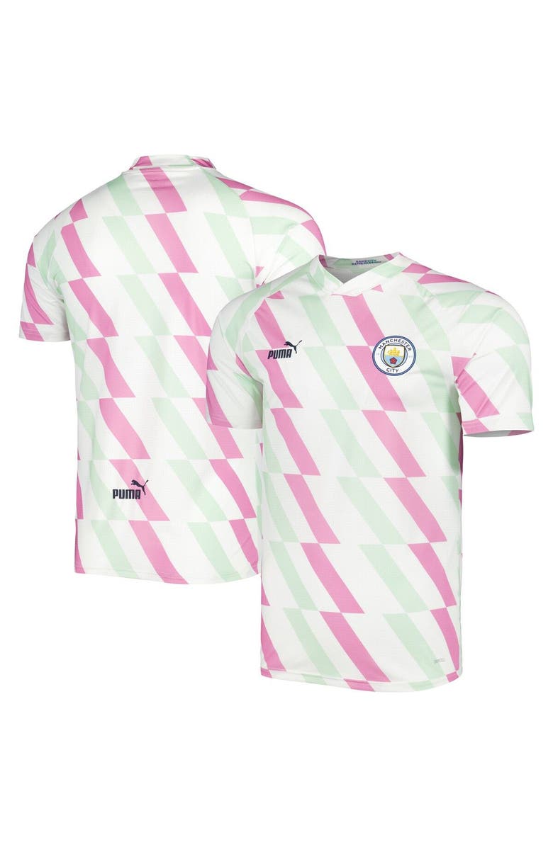 PUMA Men's Puma White Manchester City 2022/23 Pre-Match Training Jersey, Main, color,