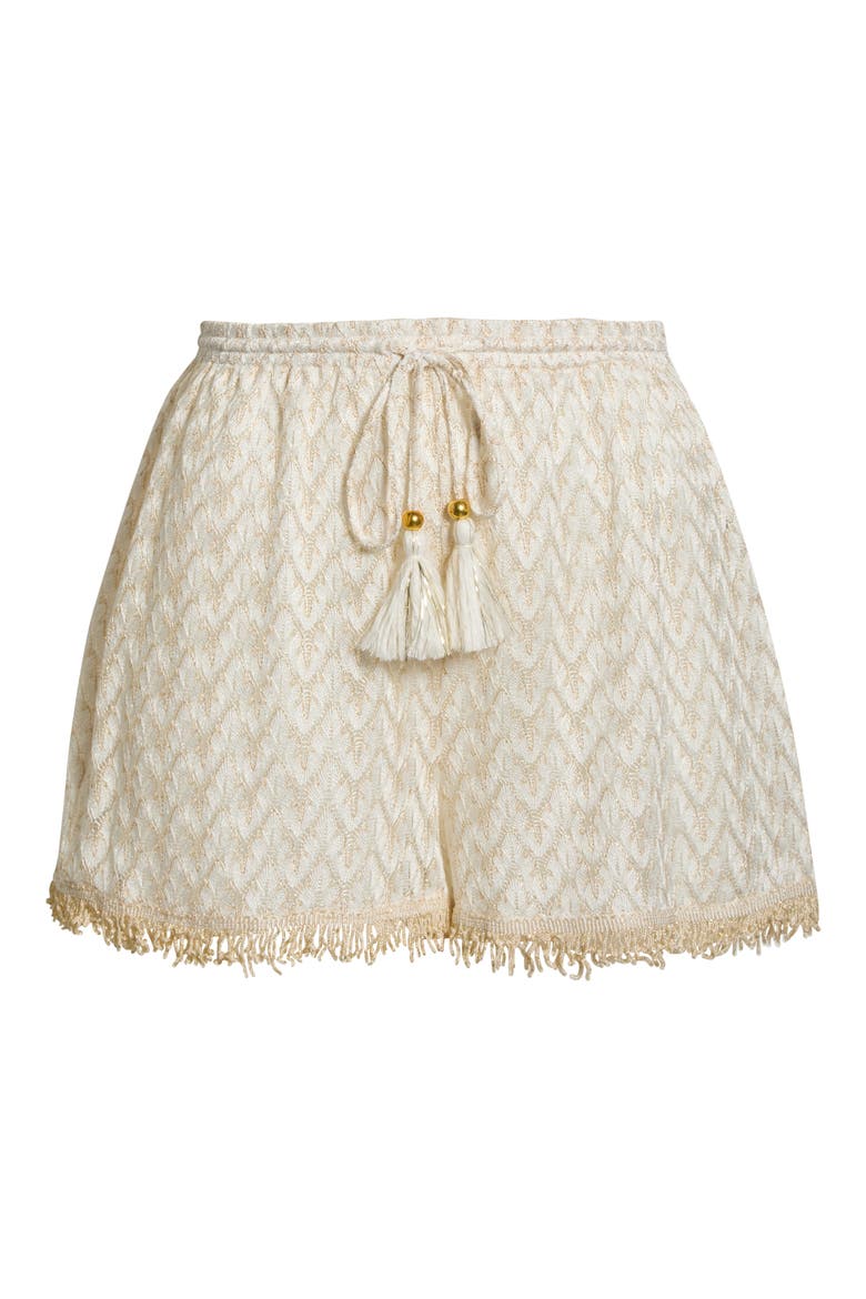 Mina Zigzag Cover-Up Shorts, Alternate, color, WHITE/GOLD ZIG ZAG