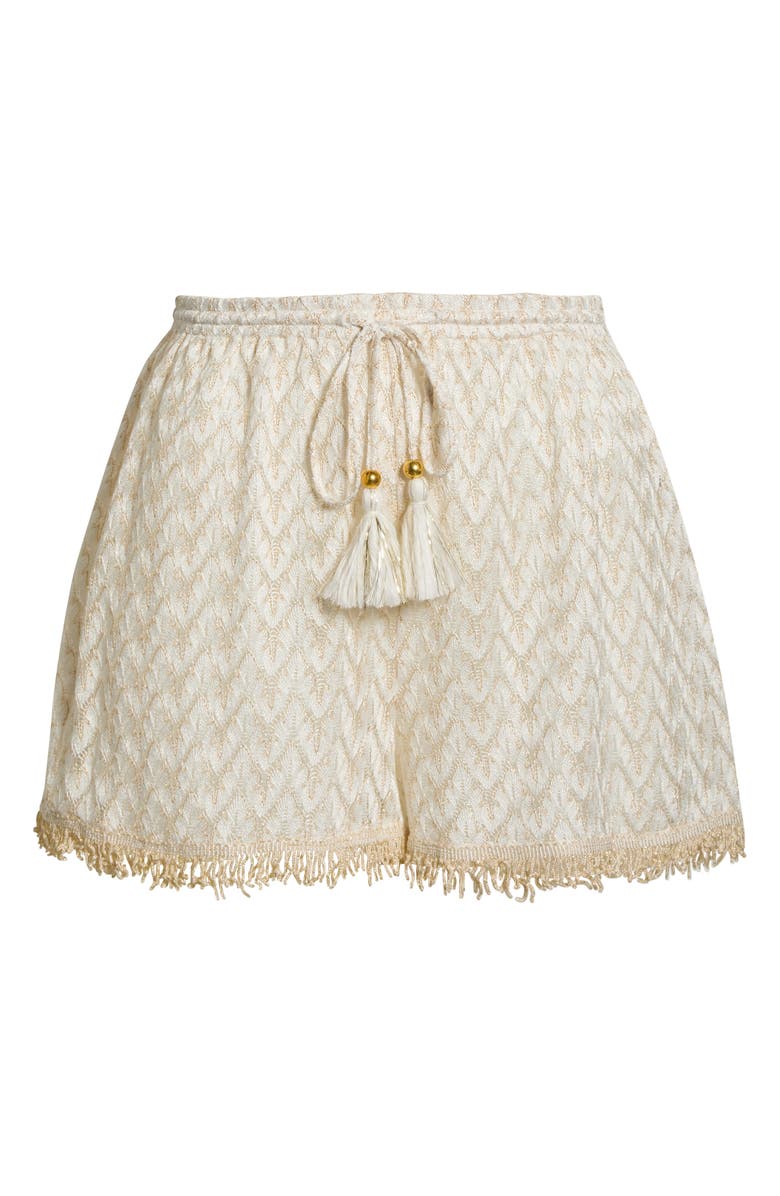 Ramy Brook Mina Zigzag Cover-Up Shorts, Alternate, color, White/Gold Zig Zag