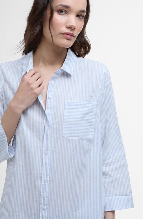 Shop Barbour Seaglow Stripe Cotton & Linen Shirtdress In Chambray