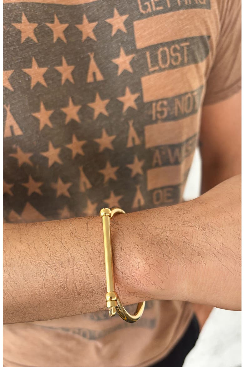 Men's Tarnish Resistant Bangle Bracelet, Alternate, color, GOLD