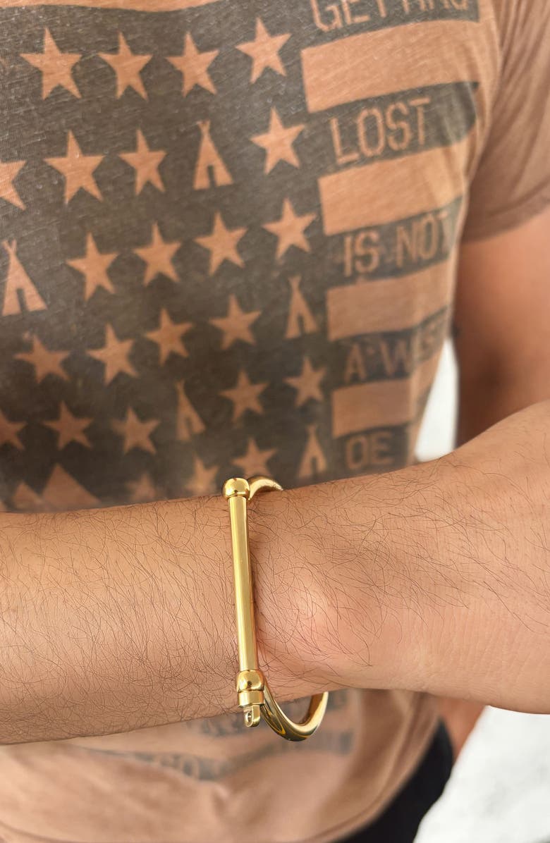 Adornia Men's Tarnish Resistant Bangle Bracelet, Alternate, color, Gold