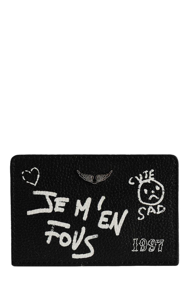 ZV Pass Arty Leather Luggage Tag, Main, color, BLACK