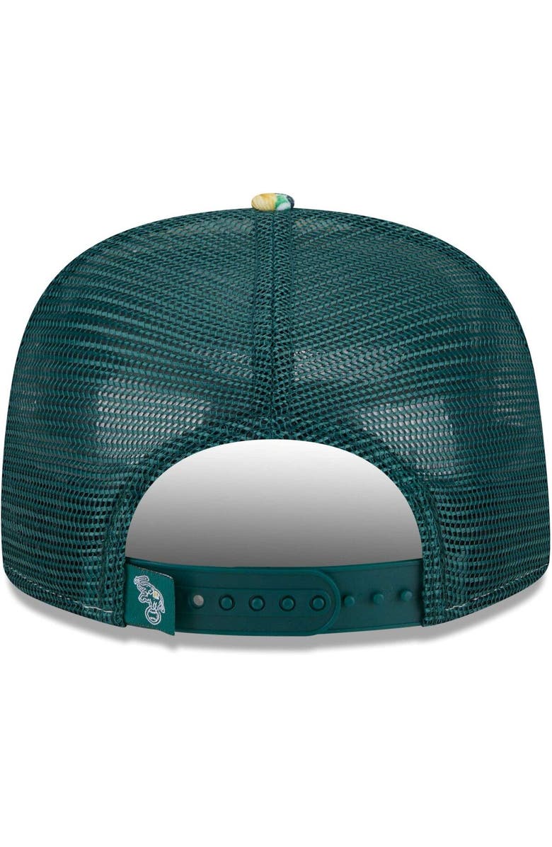 New Era Men's New Era Oakland Athletics Tropic Floral Golfer Lightly Structured Snapback Hat, Alternate, color, Green