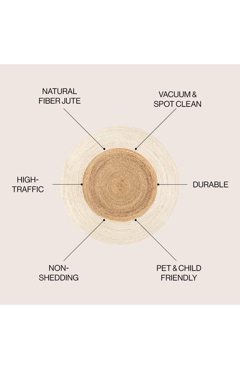 JONATHAN Y Oceana Two-Tone Boho Jute Circle Round Area Rug, Alternate, color, Cream/Natural