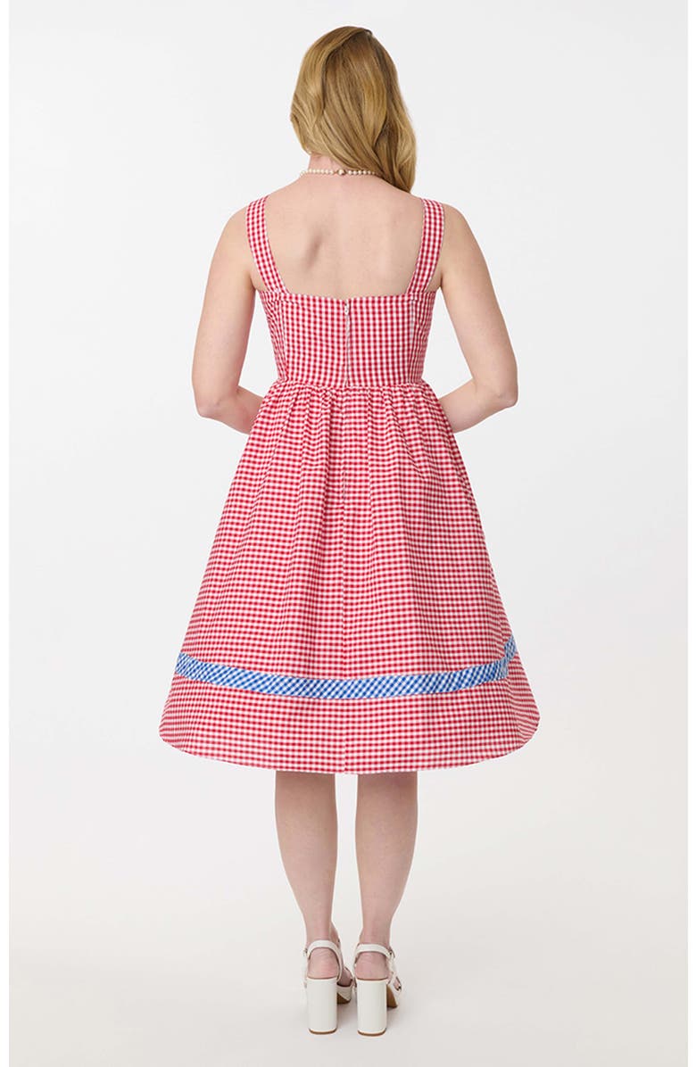 Unique Vintage 1960s Movie Date Swing Dress, Alternate, color, Red Gingham