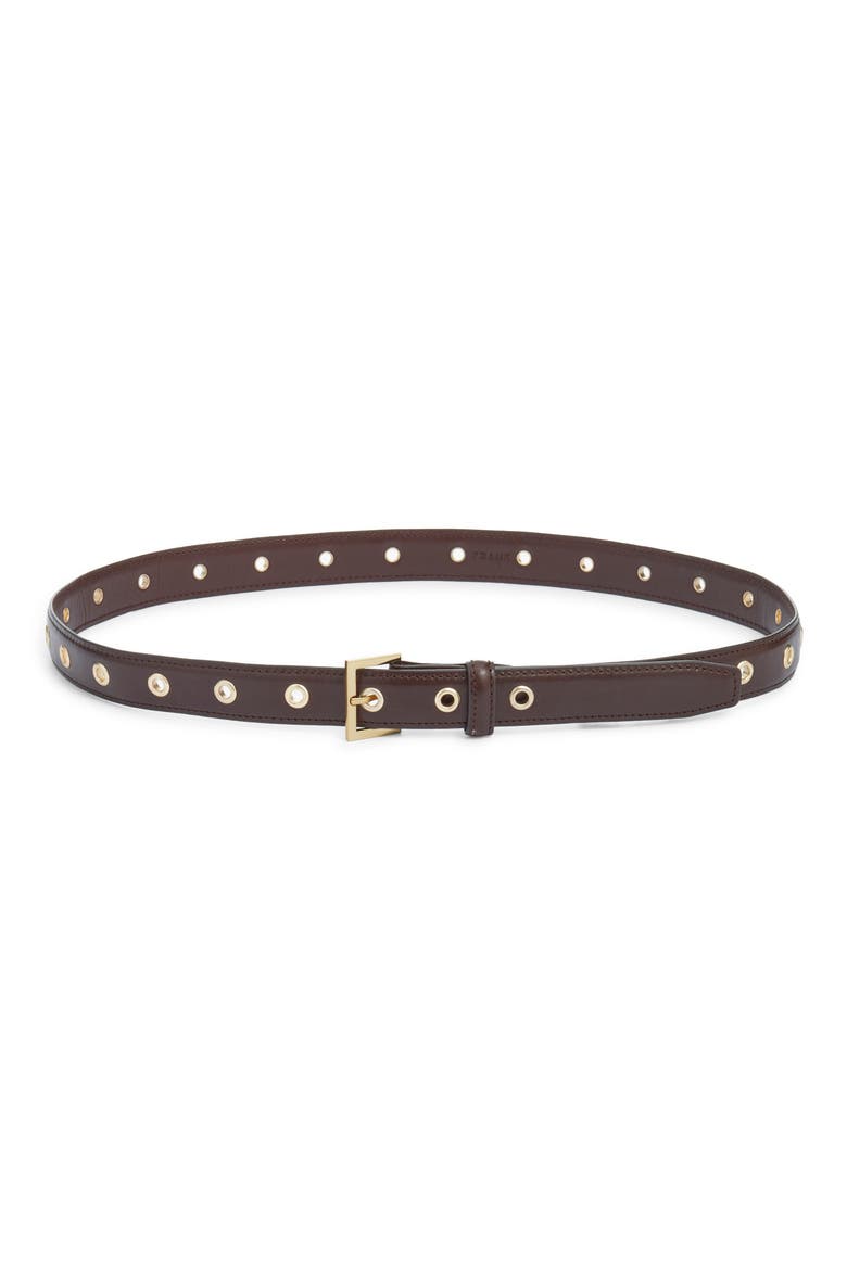 The Eyelet Leather Belt, Main, color, CABERNET