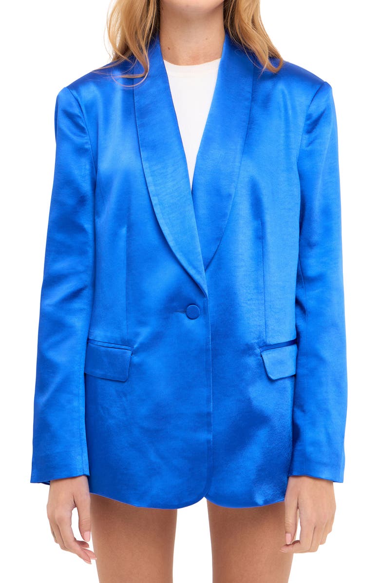 Endless Rose The Satin Blazer, Alternate, color, Blue