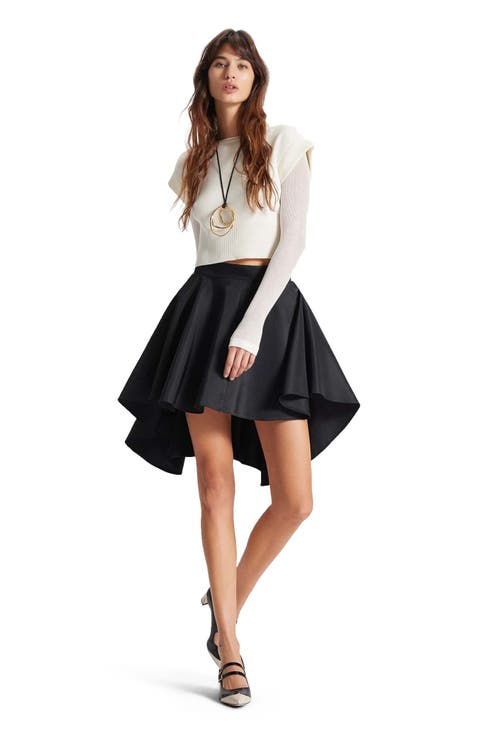 Theia Taffeta Hi-Low Skirt