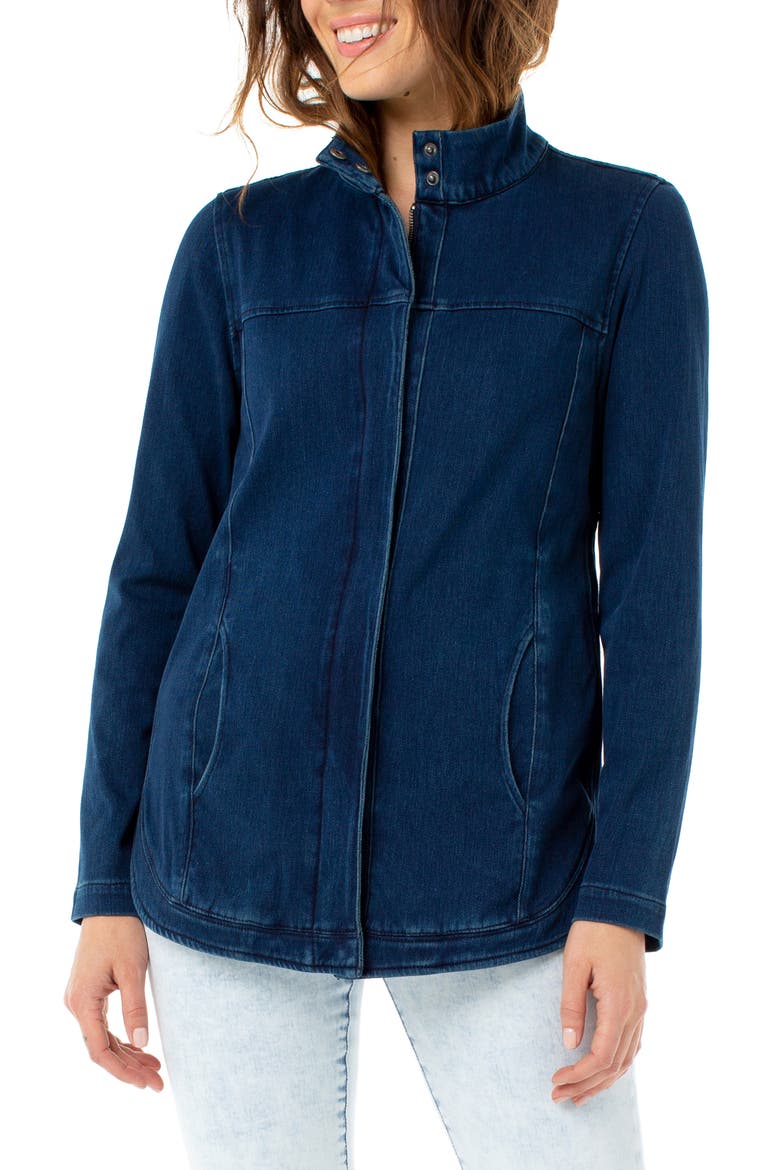 Studio Zip Front Denim Jacket, Main, color, CANADIAN DARK