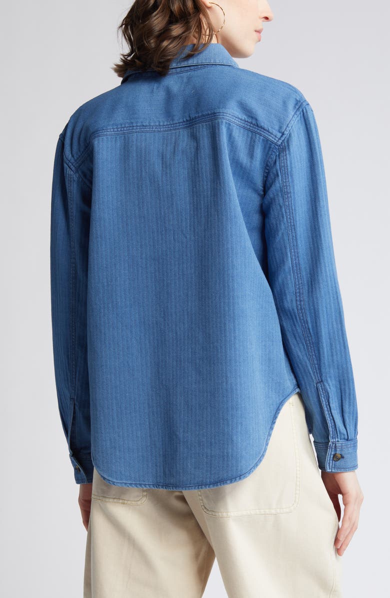 Treasure & Bond Herringbone Indigo Button-Up Shirt, Alternate, color, 
