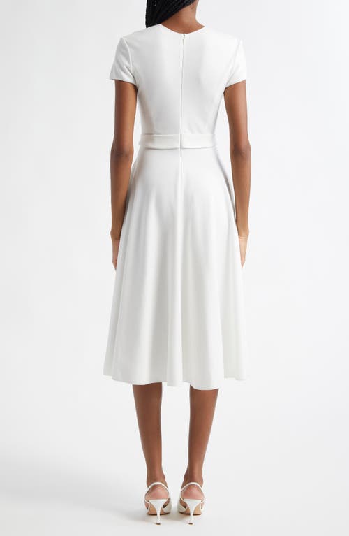Shop Emporio Armani Punto Milano Fit & Flare Midi Dress In Warm White