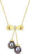 Julianna B. Cultured Pearl & Diamond Bow Necklace 10k