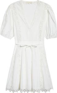 Ulla Johnson Camilla Mesh Detail Cotton Minidress