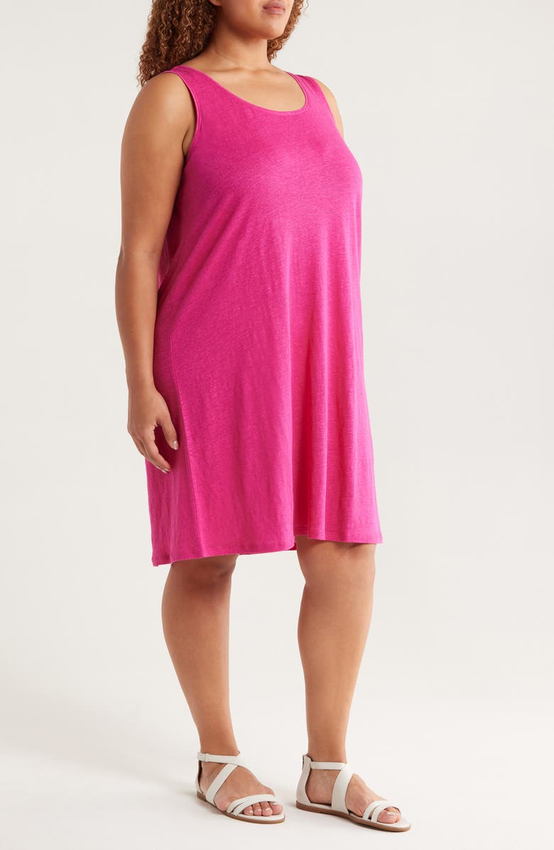 Eileen Fisher Organic Linen Scoop Neck Sleeveless Shift Dress, Alternate, color, Fuchsia