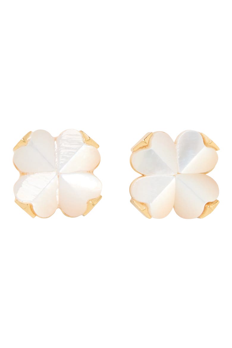 spade mother-of-pearl flower stud earrings, Main, color, MOTHER OF PEARL