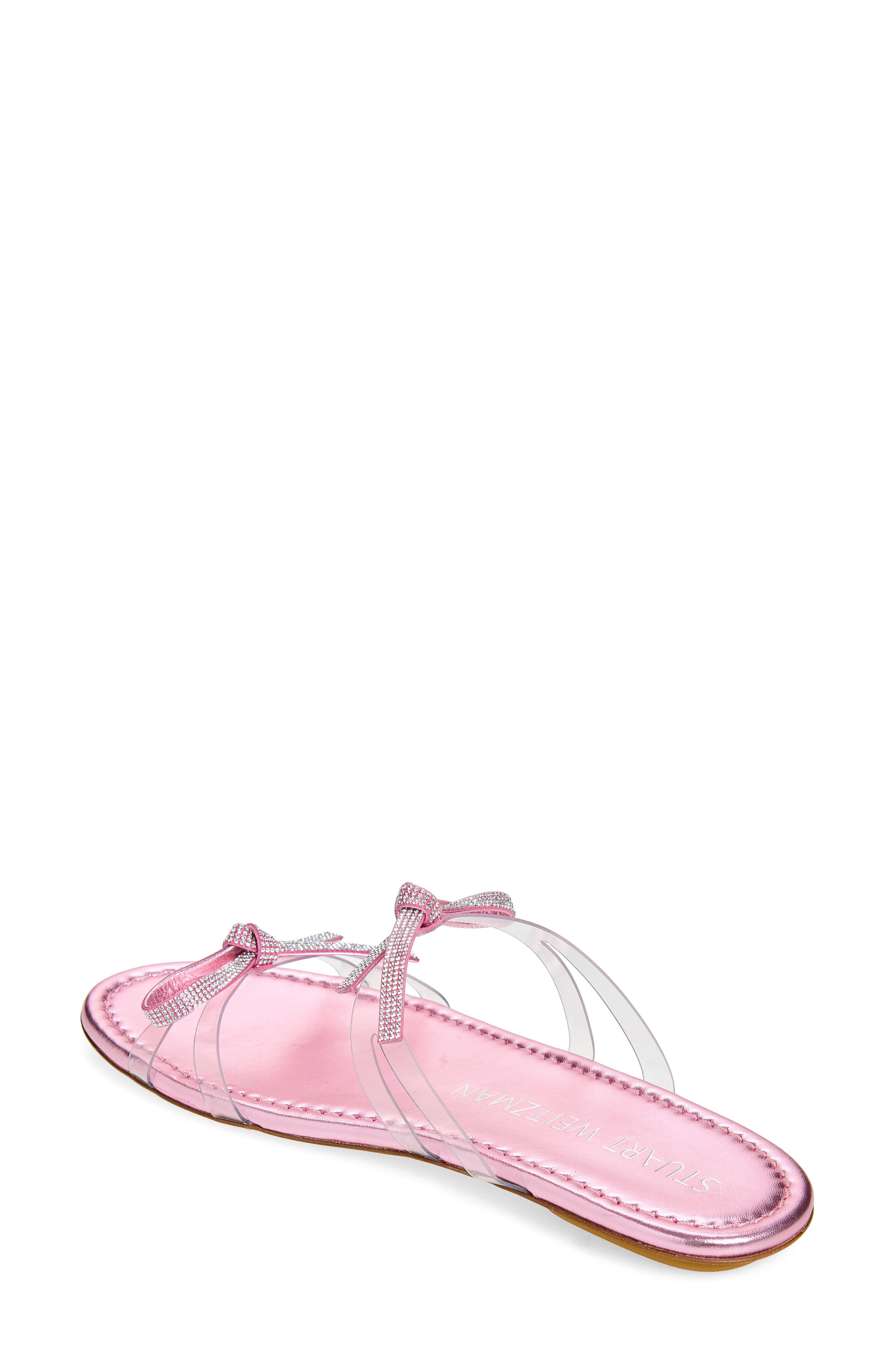Stuart Weitzman Bow Slide Sandal, Alternate, color, Clear/ Cotton Candy