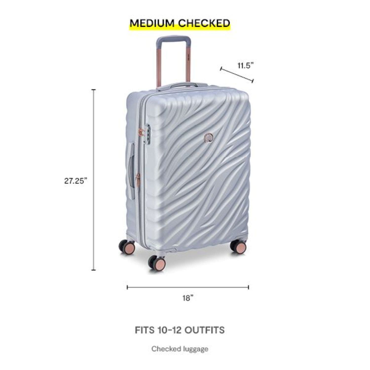 Delsey Paris Alexis Hardside 3 Piece (21"/25"/29") Expandable Spinner Luggage Set, Alternate, color, Platinum/Rose Gold