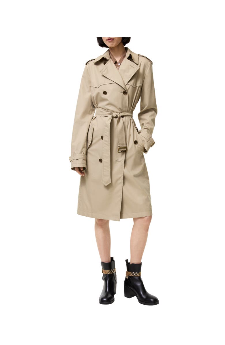 Burberry Long Silk-lined Tropical Gabardine Foxfield Trench Coat, Alternate, color, Saltmarsh Beige