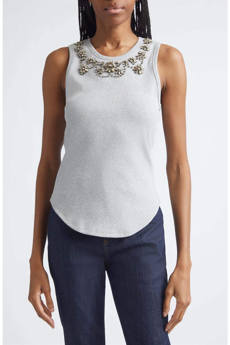 Crystal Lattice Lizzie Tank, Main, color, HEATHER GREY