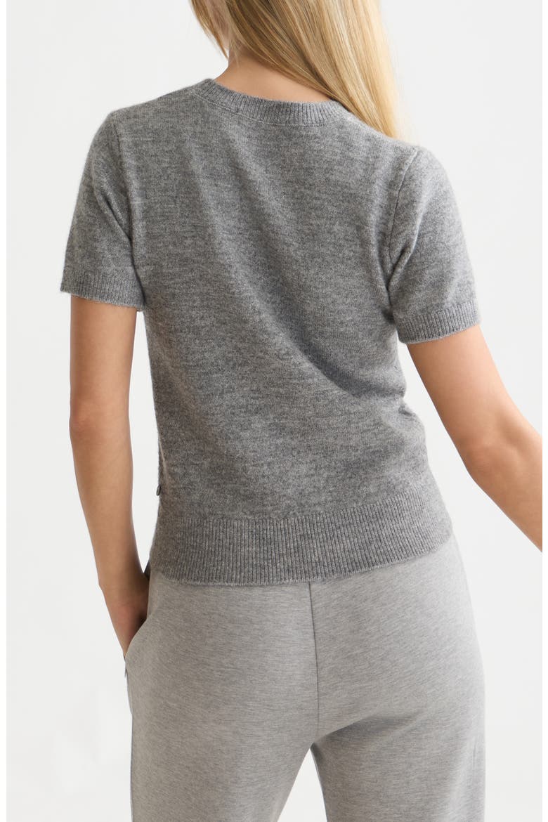 Embroidered Short Sleeve Crewneck Sweater, Alternate, color, GREY MELANGE